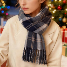 Cachecol de inverno Aolie para mulheres, cachecol xadrez escocês de lã, cachecol natalino grosso e grande, cachecol feminino da moda para o Natal.