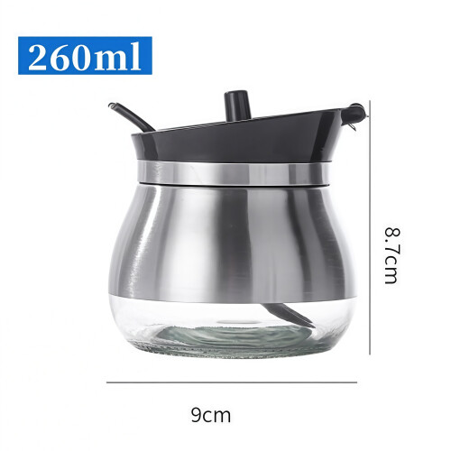 Σετ 3 διαφανών δοχείων μπαχαρικών με κουτάλι, ανθεκτικά βάζα οργάνωσης κουζίνας 1