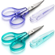 Detail Craft Scissors Set (2 Pc.) – Curved & Straight, compatible with Sharp, Stainless Steel, Protective Cover (Green)
