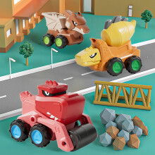 3 stuks speelgoed dinosaurus bouwtrucks, terugtrekauto's voor peuters van 1-5 jaar, ideaal als kerstcadeautje of feestartikel.