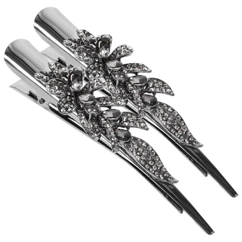 Strass haarclips voor dames in eendenbekmodel (2 stuks)