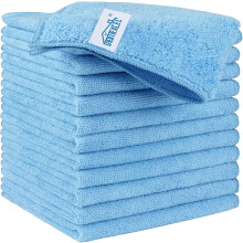 Chiffons de nettoyage en microfibre bleue, lot de 50, 29 x 29 cm, non pelucheux, anti-rayures, ultra-absorbants et réutilisables pour la cuisine,
