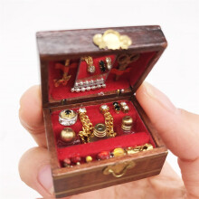 1:12 Mini-Puppenhaus-Möbelset mit winzigem Schmuck, dekorativen Accessoires für Mikro-Szenen und Make-up-Aufbewahrung