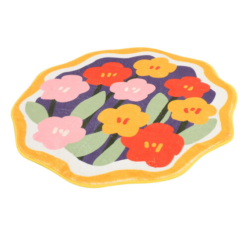 Tapis de bain rond, non polyester, multicolore, doux et absorbant (lot de 1).