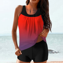 Women's high-waisted swimsuit set gradient racerback top