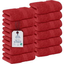 Confezione da 12 asciugamani per il viso rossi in 100% cotone, 30x30 cm, 550 GSM, super morbidi e assorbenti - Salviette riutilizzabili per bagno,