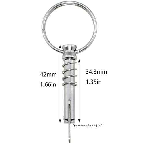 2 τεμάχια Pin Silver316SS Γρήγορης Απελευθέρωσης 1/4" Διάμετρος, Drop Cam & Ελατήριο, 1,66" L, 1
