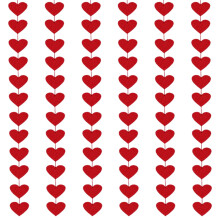 Guirlande en feutrine de 72 cœurs rouges pour la Saint-Valentin, un mariage, un anniversaire – Décoration à suspendre sans montage.