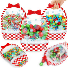 25 sachets cadeaux de Noël avec poignées, refermables, à motif flocon de neige, pour bonbons, petits cadeaux et emballages cadeaux – Parfaits