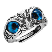 Bague hibou vintage tendance aux yeux mignons pour homme et femme, bague ouverte couleur argent, bague de fiançailles/mariage pour couple, bijou