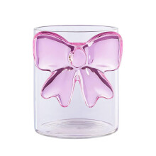Verre à nœud rose rétro – Verre décoratif élégant pour les fêtes, les rendez-vous et le bar à la maison – Coffret cadeau 7x7x9cm