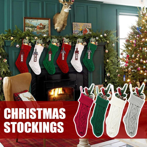 Cable-Knitted Christmas Stocking, Large, 1 Pack 2