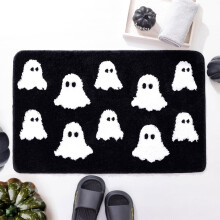 Tapis de porte fantôme d'Halloween antidérapant pour l'intérieur et l'extérieur, joli tapis fantôme, décoration pour la maison, porche et