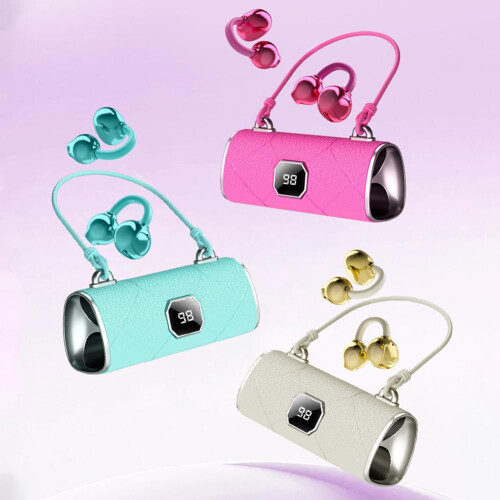 Bluetooth Open-Ear Earbuds with Display, Noise Canceling, Ear Clip Design – Compatible with iOS/Android 2