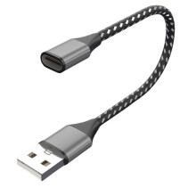 Cabo extensor USB-C fêmea para USB 2.0 macho, conversor extensor, adaptador de transferência de dados para celular e laptop.