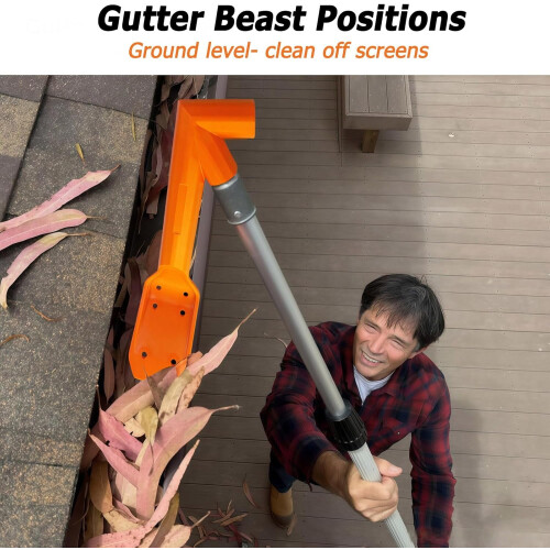 Multi-Angle Gutter Cleaning Tool with Threaded Design – Compatible with Gutter Guards, Removes Leaves from Ground 2