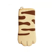 Gants de cuisine longs en coton isolant, motif pattes de chat 3D, résistants à la chaleur et antidérapants, compatibles micro-ondes.