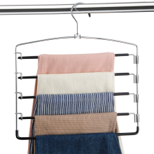 Lot de 3 cintres antidérapants pour pantalons, cintres multi-niveaux à bras pivotant en acier inoxydable, gain de place, pour pantalons, jeans,
