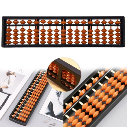 17-Column Plastic Soroban Abacus, 10.2" Math Learning Tool for Counting & Calculation – Brown 1