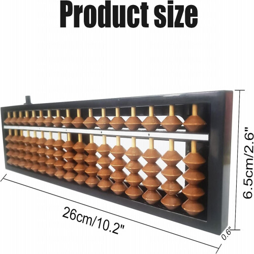 17-Column Plastic Soroban Abacus, 10.2" Math Learning Tool for Counting & Calculation – Brown 2