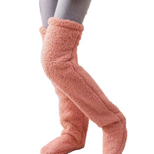 Calze da donna in pile di corallo, lunghe fino alla coscia, calze invernali sopra il ginocchio, scaldamuscoli, calze lunghe larghe fino al pavimento.