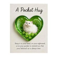 Cat Memorial Pocket Hug, Heart-Shaped with Inspirational Cards,Resin Keepsake Figurines,for Grieving Cat Owners and Cat Lovers