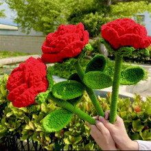 Rose géante tricotée au crochet à la main - Cadeau de Saint-Valentin, d'anniversaire pour les couples, décoration intérieure, cadeau de mariage,