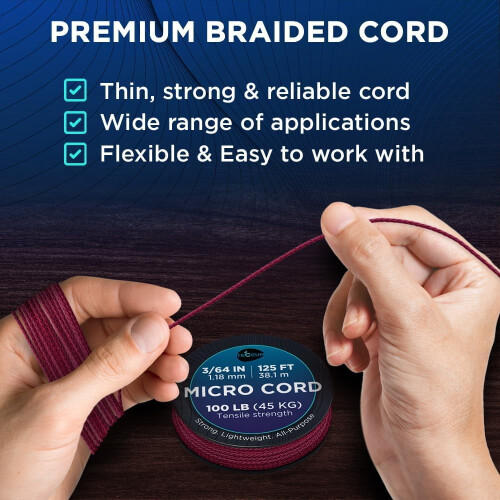 Micro Paracord1,18mm x125ft – Λεπτό πλεγμένο καλώδιο πολλαπλών χρήσεων για χειροτεχνίες, DIY, 2