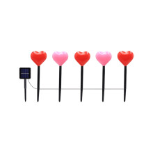 Solar Heart Stake Lights, 5 Heads Multicolor - LED Valentine's Day String Lights for Garden & Yard Decoration