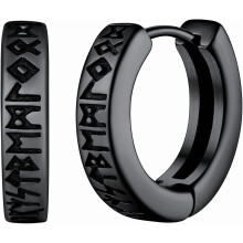 Viking Runes Hoop Earrings for Men – Hypoallergenic Stainless Steel Punk Huggies, Norse Mythology Jewelry Gift with Delicate Packaging