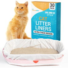 YANTONG Cat Litter Bags, 30-Pack Jumbo Heavy-Duty Liners with Drawstring, Unscented, Compatible with Kitty Pan