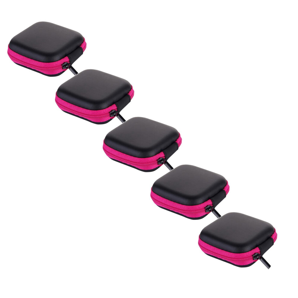 Storage Case, Under 5 $, Mini Zipper Hard Leather Earphone Storage Bag Earphone Pouch Box, 5X Earphone Bag 9422877867127