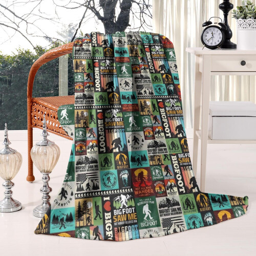 Bigfoot Text Pattern Lamb Wool Throw Blanket 60x80 inches 1