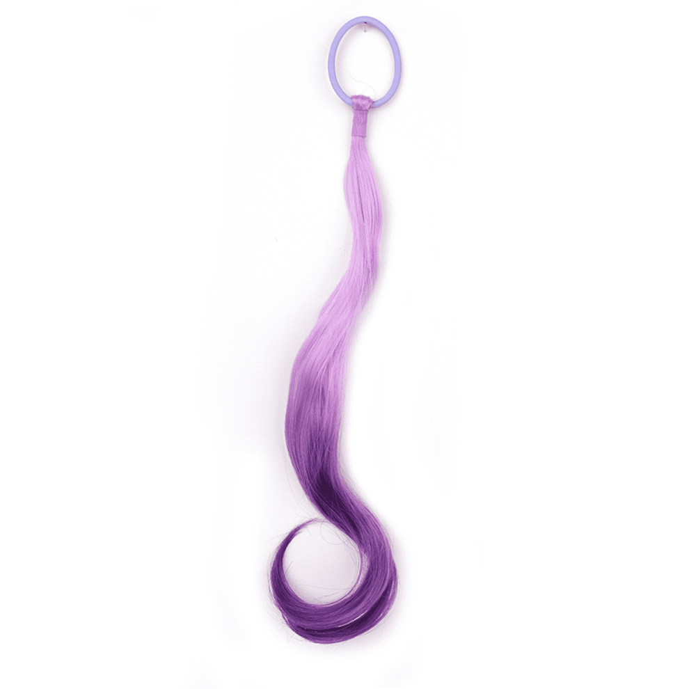 Unisex 14 Inch Lightweight Colored Hair Extensions Colored Hair Extensions Synthetic For Kids Curly Ponytail Extension With Elastic Tie