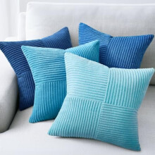 Housses de coussin en velours bleu 40 x 40 cm (lot de 4)