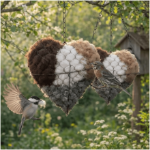 Inițiala de cuib de păsări din fibră de alpaca, lucrată manual, cu inimă, din lână, pentru...