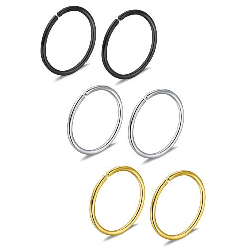 DESIGNICE6PCS Στρογγυλός δακτύλιος με κλείσιμο με κλιπ από ανοξείδωτο ατσάλι χωρίς 2