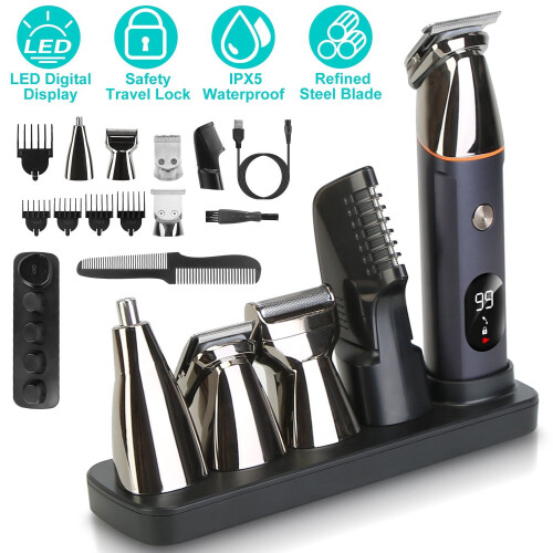 Cordless Beard Trimmer Kit with 5 Attachments IPX5