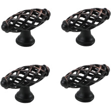 PILYON Cabinet Knobs 4 Pack Black Bird Cage Handle Cabinet Door Handle Cabinet Wardrobe Door Black Round Handle,Zinc-Black Red Ancient-57 * 21mm