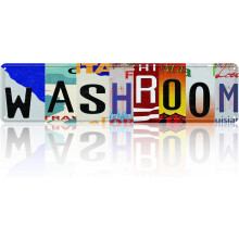 Vintage Road Tin Sign – Retro Metal Washroom Sign, 16x4 in, Compatible with Wall Art, Home/Bathroom/Kitchen/Gothic Decor