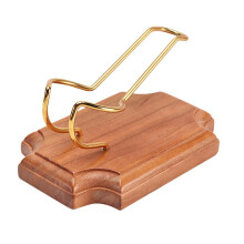 Handcrafted Wooden Pipe Stand with Golden Metal Holder – Premium Display Rack for 1-6 Pipes, Compatible with Standard Pipes