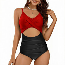 Maillot de bain rayé pour femme, dos nu, coupe ajustée et extensible, idéal pour les vacances d'été à la plage ou à la piscine.