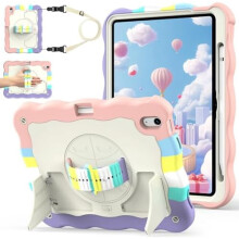 Husă rezistentă la șocuri pentru iPad cu suport pentru creion, curea rotativă la 360 și suport – Compatibilă cu iPad A16 a 11-a generație