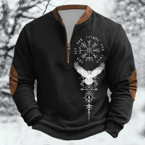 Pull à col zippé inspiré de la mythologie nordique