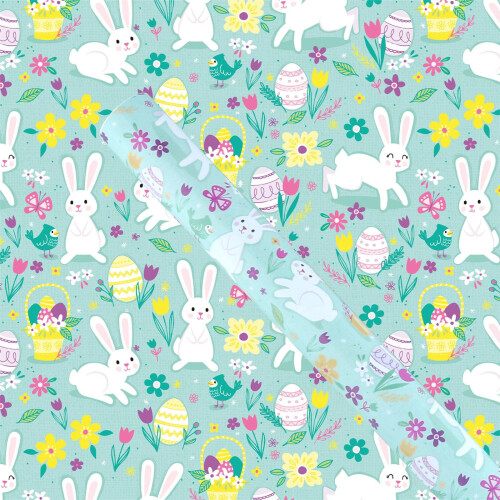 Easter Wrapping Paper Gift Wrap Coated Paper Cute Rabbit Pattern Decorative Packaging Sheets Holiday Gift Wrap for Spring Celebrations 5pcs 1