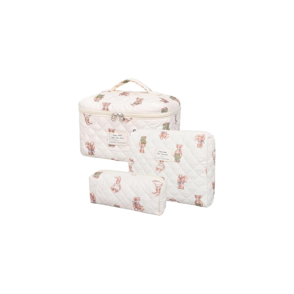 Makeup Bag,Quilted Bag,Large Floral Make Up Bag for Women, Makeup Bag Set,Flower Travel Toiletry Bag