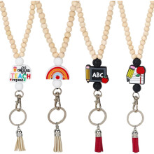 Lehrer-Lanyards aus Holz mit Silikonperlen (4 Stück)