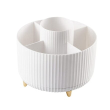 Organisateur de maquillage rotatif Ă 360, 5 compartiments, blanc, 15 cm