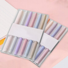 6 Pack Double Ended Brush Tip Highlighters in Muted Color Palette - Artistic Markers for Note Taking Mind Mapping and Creative Expression