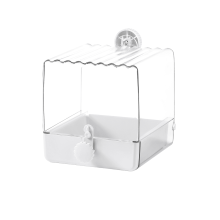 Vasca da bagno per pappagalli, cubo bianco da 7,5 pollici, smontabile